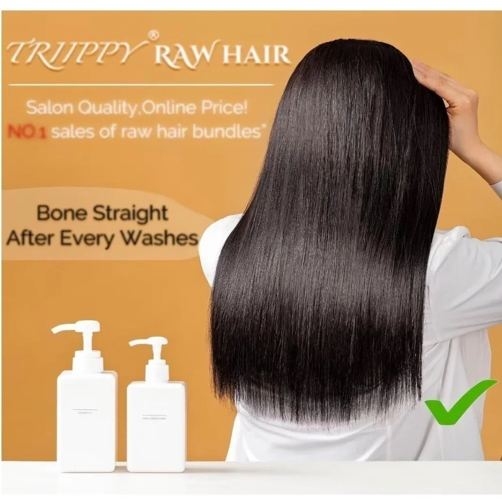 16” Natural Black Hair 100% Human Hair Weft Sew In Extensions 200g #EC6